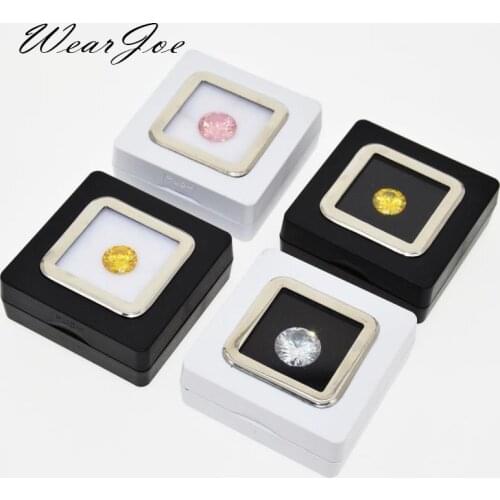 New Design Loose Gemstone & Diamond Jewelry Display Box Gem Stone Beads Pear Container Cases Glass Top Storage Collection Box