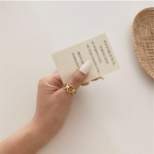 TARCLIY Hollow Open Ring Simple Chain Metal Gold Silver Color Rings Geometric For Unisex Vintage Gothic Fashion Jewelry Gift 202