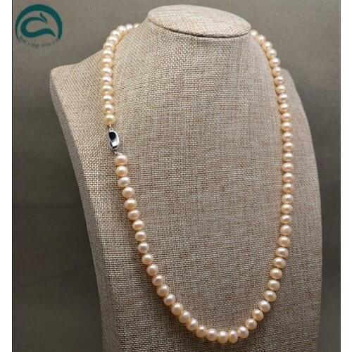 Unique Pearls jewellery Store AAA High Quality natural Freshwater Pearl Necklace For Women Silver Clasp 4 Color For Choose