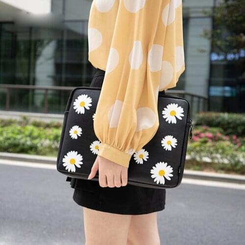 A4 PU Leather File Folder Cute Small Daisies Document Organizer Bag Case Office Clutch