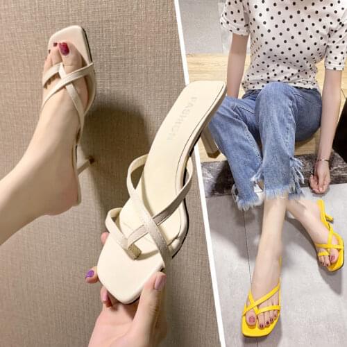 Elegant Ladies Party Dress Shoes Slippers Summer Sandals Fashion Clip Toe Flip Flops Women Thin High Heels Sexy Pumps
