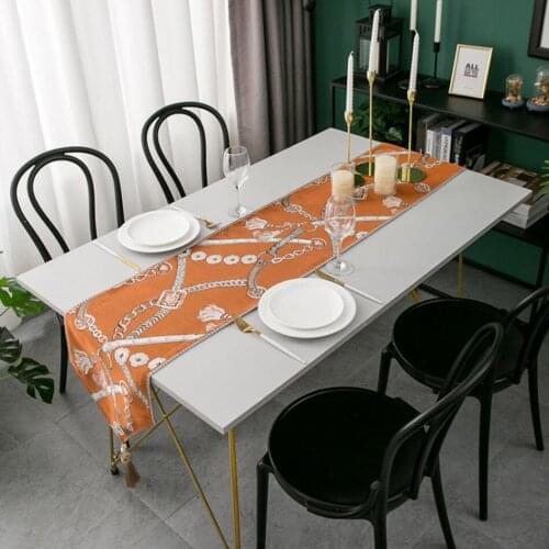 Modern Jacquard Coffee Table TV Cabinet Home Dining Table Long Cover Towel Tassel Style Party Wedding Decoration Table Runner