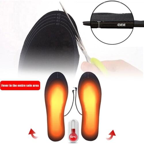 Adjustable Size Heating Insole Electric Heating Footwear Winter Outdoors USB Heating Washable Increase Soft Insole