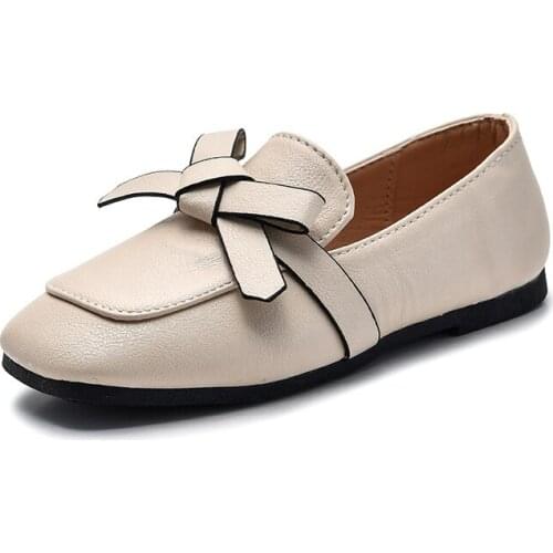 Girls Shoes Childrens Casual Flats Soft PU Leather Kids Loafers With Bow-knot Classic British Style Fashion Chic Lady Flats Hot