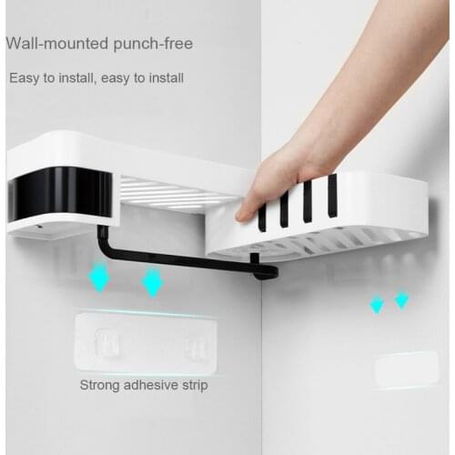 Bathroom Accessories Corner Shower Shelf Seamless Rotating Tripod Seamlessly Fixtures Storage Rack Holder Kitchen Tripod Wall