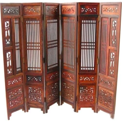 Hand-carved Chinese Boxwood & Sculpture Folding Screen