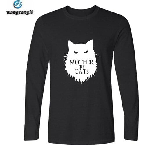 MOTHER OF CATS Printed Tshirt T Shirt Women Kawaii Cute Spring Long Sleeve T-shirt Femme Fashion Plus Size T Shirts Tops Tee