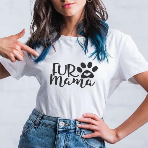 Fur Mama Letter Print Women T-shirts Casual Loose Crewneck Short Sleeve Harajcku 2021 Womens Tee Shirt Female Creative Tumblr
