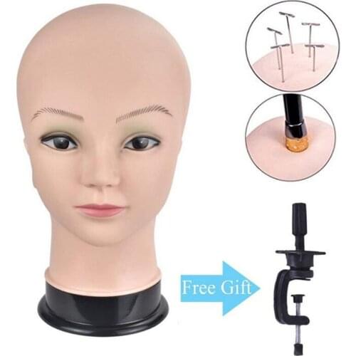 Female Mannequin Head For Wigs Hat Display, Cosmetology Training Mannequin Head With Free Desk Holder