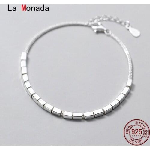 La Monada Fine Silver 925 Jewelry Bracelet Female Woman Square Wave Chain Minimalist Bracelets For Women Silver 925 Sterling