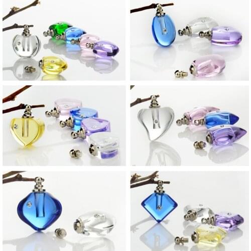 10PCS Crystal Vial Pendants Mini Glass Bottles Rice vials Screw Cap Necklace Perfume Bottle Rice Charms DIY Name on Rice Art