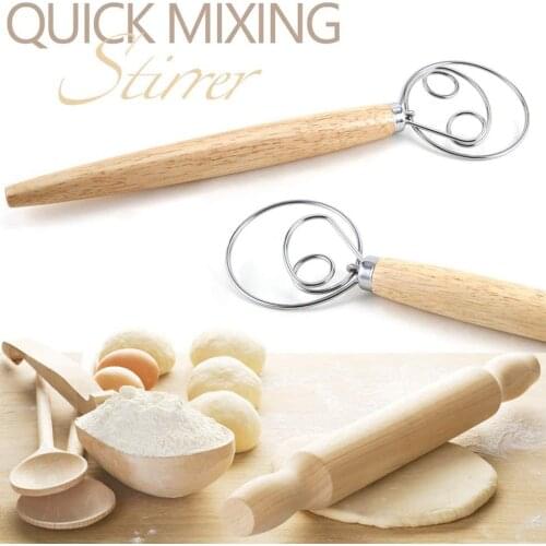 2PCS Home Stainless Steel Danish Dough Whisk Blender Cake Bread Pastry Dough Mixer Stick Egg Beater Tools Baking Pastry Blender