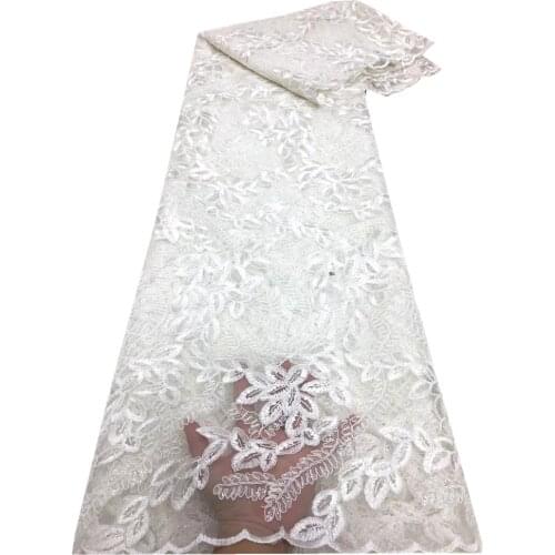 2021 High Quality Nigerian Lace Fabric Embroidery French Tulle African Net Lace Fabric New Design White Lace Fabric x66-583