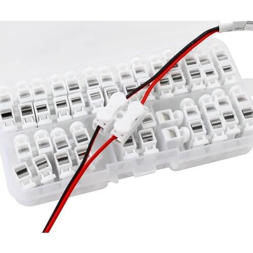 26 Pcs/box Quick Splice Lock Wire Connectors 2 Pin Electrical Cable Terminal Connector CH-2 Free-Soldering Cable Terminal Block