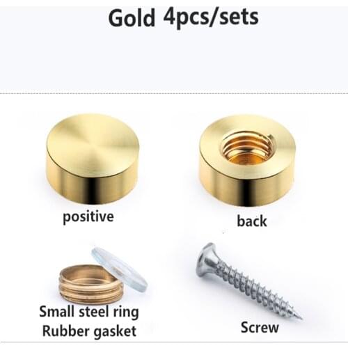 4Pcs/Lot Gold12mm-20mm Diameter Stainless Steel Cap Cover Decorative Mirror Screws Display Mirror