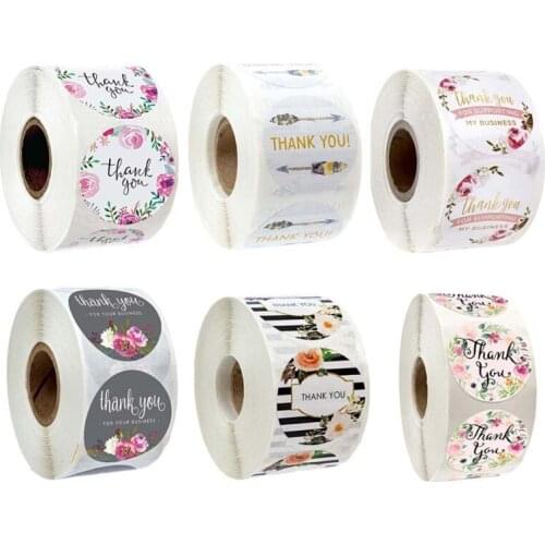 500pcs Floral Thank You for Your Business Stickers Baking Package Seal Labels Wedding Party Scrapbooking Stationery Stickers