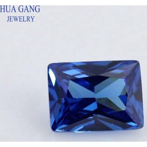 5A Blue Rectangle Shape Cut CZ Stone Synthetic Gems Cubic Zirconia For Jewelry Size 2x4~10x14mm Free Shipping