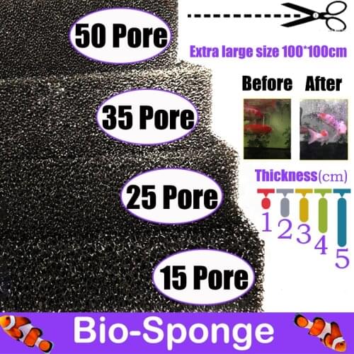 Aquarium Biochemical Cotton Filter Practical Fish Tank Pond Foam Sponge Filter Black 100x100cm Multiple Size 15 25 35 50 Pore