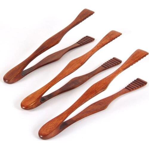 1Pcs Bamboo Cooking Kitchen Tongs Food BBQ Tool Salad Bacon Steak Bread Cake Wooden Clip Home Kitchen Utensil
