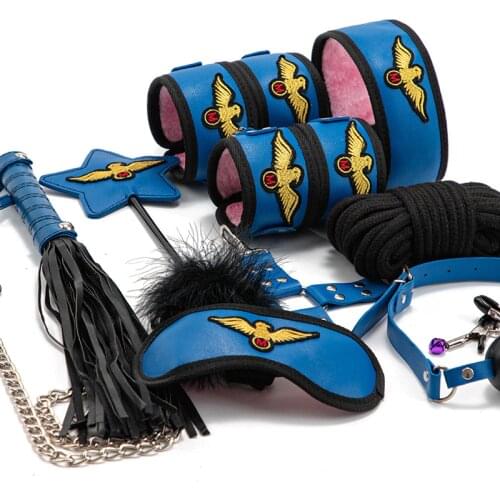 BDSM Bondage Manette Frusta Capezzoli Clip Benda Bocca Gag Kit Giocattolo Flirtare 7/10 PCS Sailor Nurse Cosplay Set