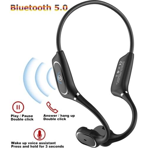 Bluetooth 5.0 Bone Conduction Headset Smart Touch Headphone with Mic Protective Hearing Earphone IP55 Waterproof Headphones