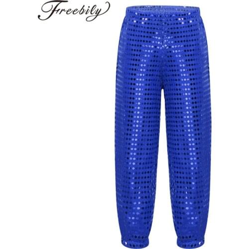 Kids Girls Boys Shiny Sequins Hip-hop Jazz Dance Pants Trousers Childrens Stage Performance Dance Costume Fashion Boys Pants