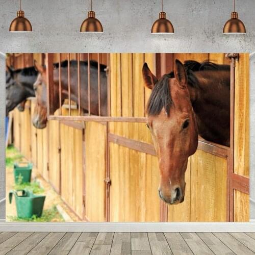 Wooden Horse Stable Scenic Photography Background Farm Racecourse Riding Enthusiast Birthday Party Portrait Backdrops For Studio