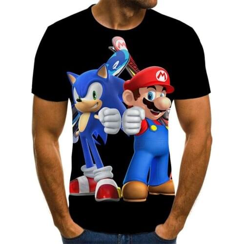 2021 New Mario Supersonic sonic Print Clothes Children 3D Funny T-shirts Costume Children summer Clothing Kids Tees Baby Tshirt