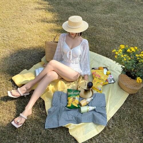 Hiasnece White One-piece Swimwear