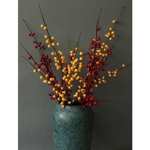 Berry Fruit Branch Artificial Plants Yellow Red Berries Holly Fruit Home Decoration For Home Xmas Red Beans Christmas Decoration