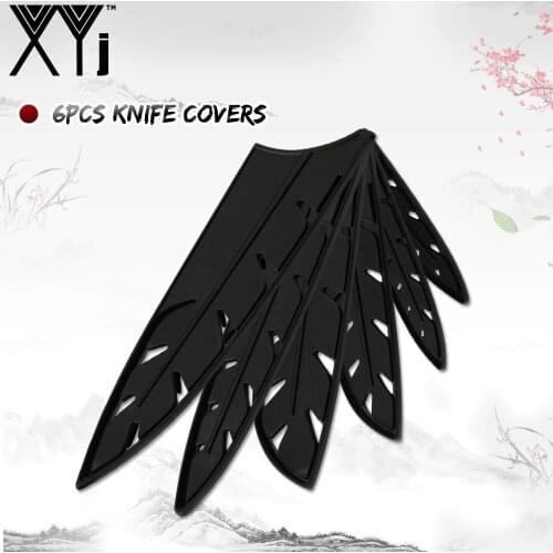 XYj Knife Cover 6pcs Black Plastic Protector Cover For 8" 8" 7" 5" 5" 3.5" Stainless Steel Knife High End Cleaver Blade Covers
