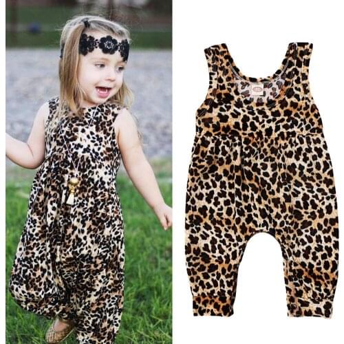 Summer Baby Girls Leopard Clothes Newborn Sleeveless Romper Harem Jumpsuit Outfits Toddler Girl Casual Clothes
