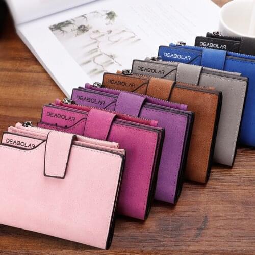 Hot Zipper Short Wallet Ladies Frosted Student Coin Purse Woman Card Position Banknote Holder Zipper Compartment Photo Position