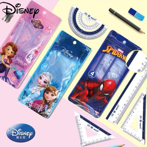 Disney Genuine Set Ruler Triangle Ruler Protractor Spiderman Ruler Learning Set Student Set Easy To Carry