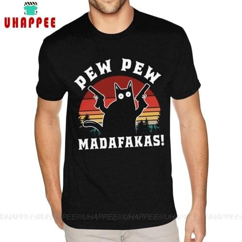 Musically Pew Pew Madafakas Tees Cotton For Men Over Size Black Tees Shirt