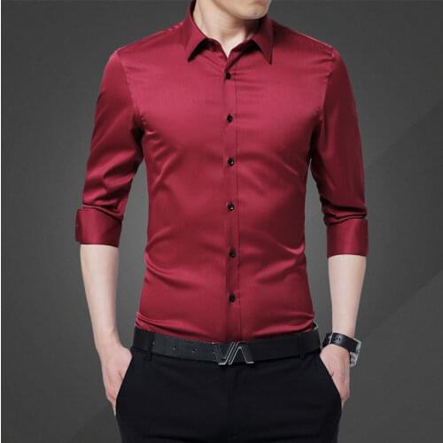 Korean MenS Long Sleeve Business Formal Dress Slim Fitting Work Clothes Solid Color Shirt Spring And Autumn And Summer