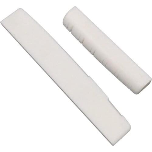 1 Set Bone Slotted Bridge Saddle Nut Material for 12 Strings Acoustic Music Instruments Lightweight Guitar Replacement Parts