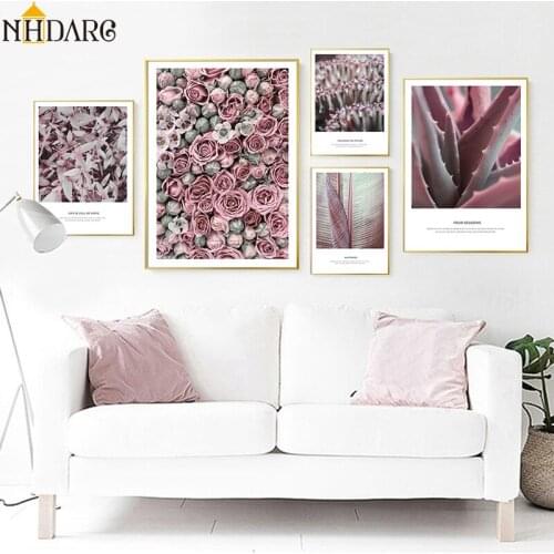 Rose Flower Plant Wall Art Print Nordic Canvas Poster Floral Painting Scandinavian Decorative Picture Modern Living Room Decor