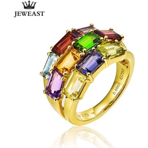 ENZO Natural topaz/Tourmaline 18K Pure Gold 2020 New Hot Selling Top Ring Women Heart Shape Ring For Woman Genuine Jewelry