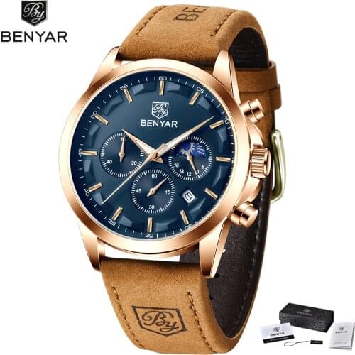 2020 BENYAR New Mens Watch Waterproof Sports Military Watch Multifunctional Timing Blue Fashion Quartz Watch Relogio Masculino