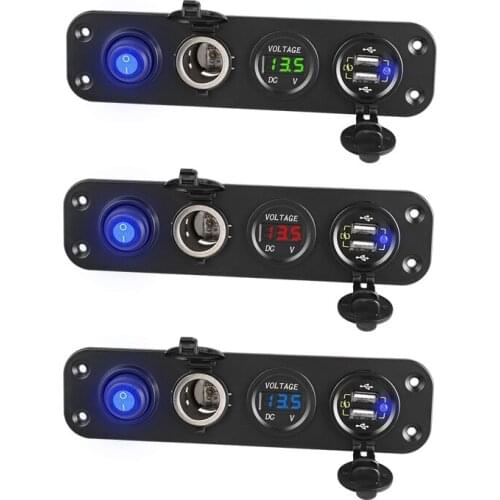 New 4 IN1 QC 3.0 Fast Charger Car Charger Dual USB Cigarette Lighter Socket Power Outlet Plug 12V 24V Socket Car Digital