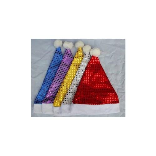 10pcs/lot Christmas Ornament New Year Sequins Decoration Non-Woven Cloth Blending Christmas Cap Hats Christmas Supplies