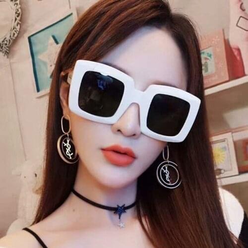 Colorful Lens Square Oversize Sunglasses Women Vintage Large Frame Flat Top Eyeglasses UV400 Trendy Female Driving Oculos De Sol