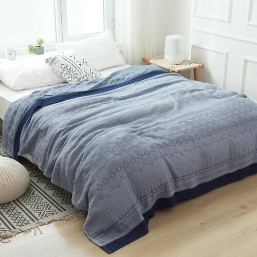 Single Double Summer Geometric Nordic Air Conditioning Nap Blanket Cotton Gauze Muslin Comfortable Sofa Cover Blanket