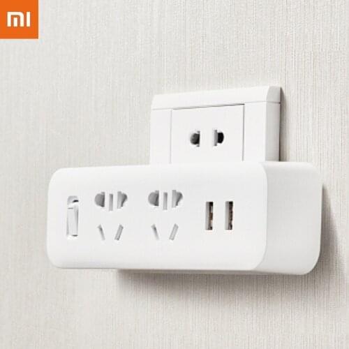 Original Xiaomi Mijia Two-position/ Two-control / Dual USB Converter Security Protection Door Integrated Copper Belt Converter