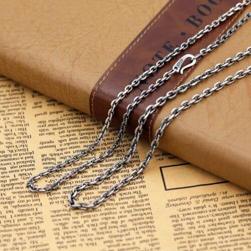Retro Thai Silver Male And Female Personality Vintage Style Necklace S925 Sterling Silver Jewelry Men And Women Sweater Chain