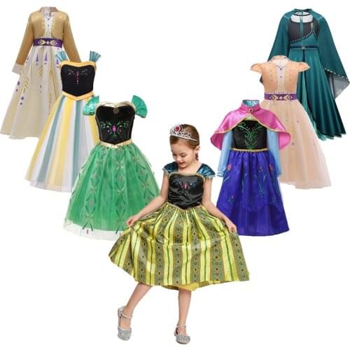 Anna Dress For Girl Kids Princess Dress Up Frock Children Carnaval Cosplay Costumes Teenager Girl Halloween Party Robe