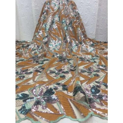African Lace Dress Sequin Fabric, Wedding Party Lace Fabric, Tulle Lace High Quality Fabric Ladies Sequins FJ3601