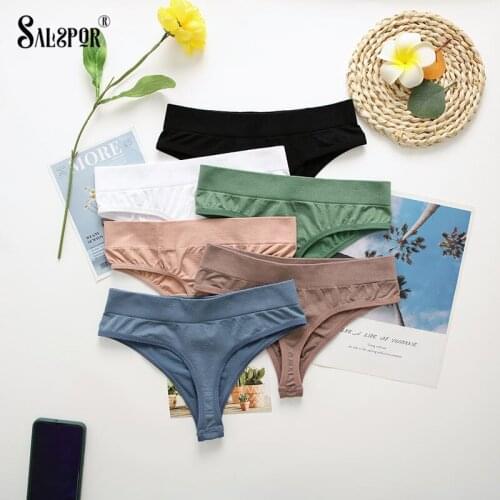 SALSPOR Women Sexy Thongs Panties Seamless Solid G-String Female Underpants Comfortable Breathable Intimate Underwear