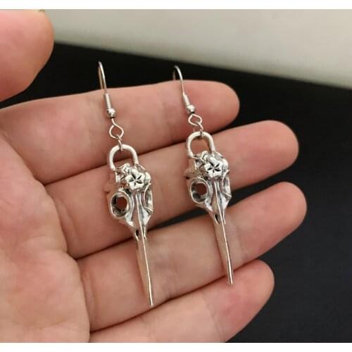 Bird Skull Earrings, Gothic Jewelry, Gifts for Her, for Him, Goth Earrings, Punk Earrings, Bird Earrings